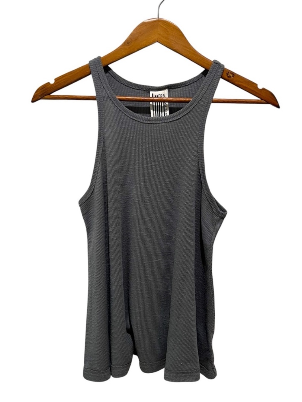 Free People Gray Long Beach Ribbed Swing Tank Top Size XS Style 33F008U853